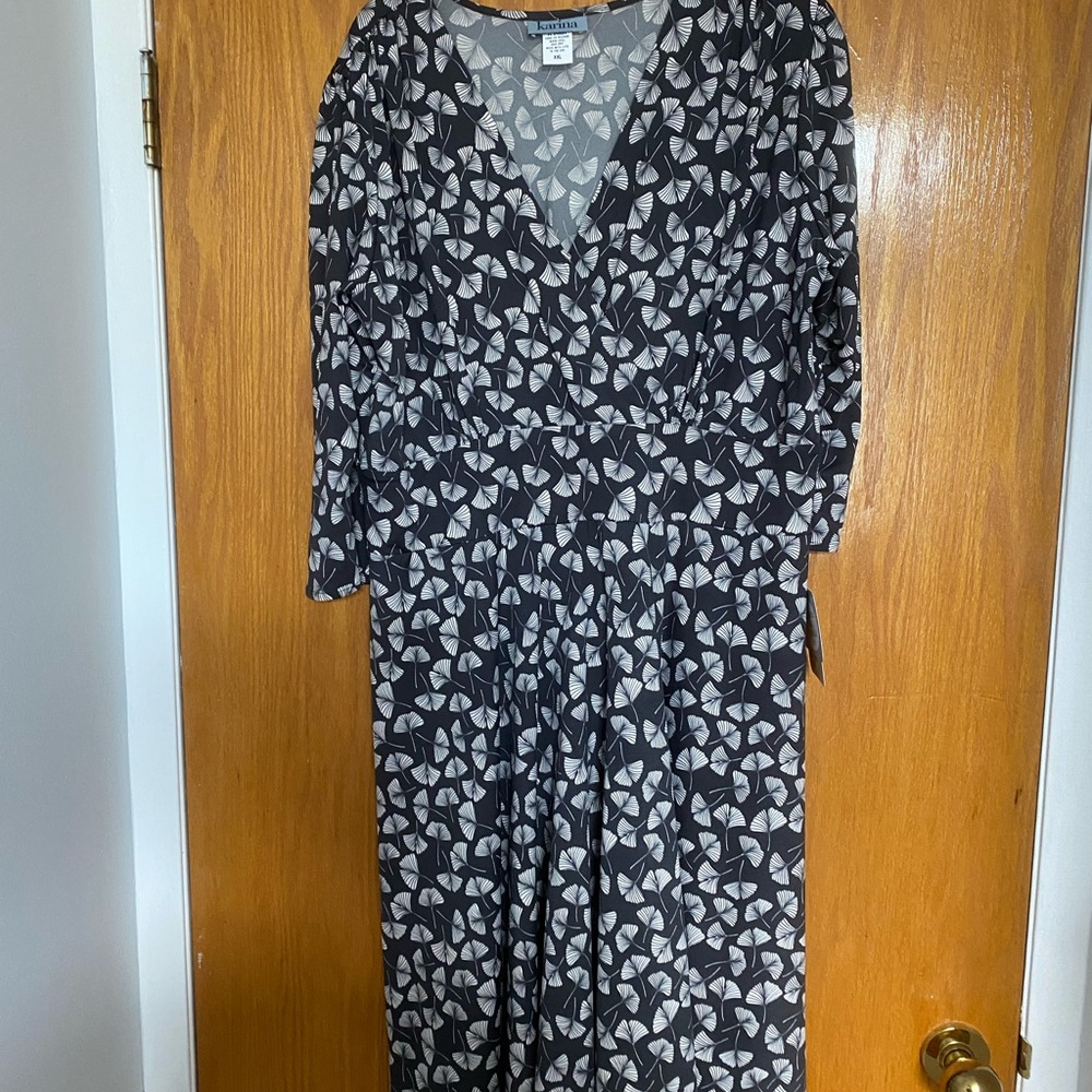 Karina ginkgo leaf pattern dress